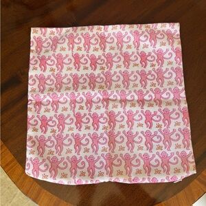 Pink Monkey Patterned Fabric Zippered Pillow Cover